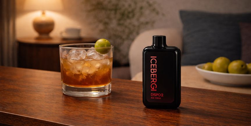 梅サワーとICEBERG Dispo2 アイスコーラでカクテルシーシャを楽しむ家飲みイメージ