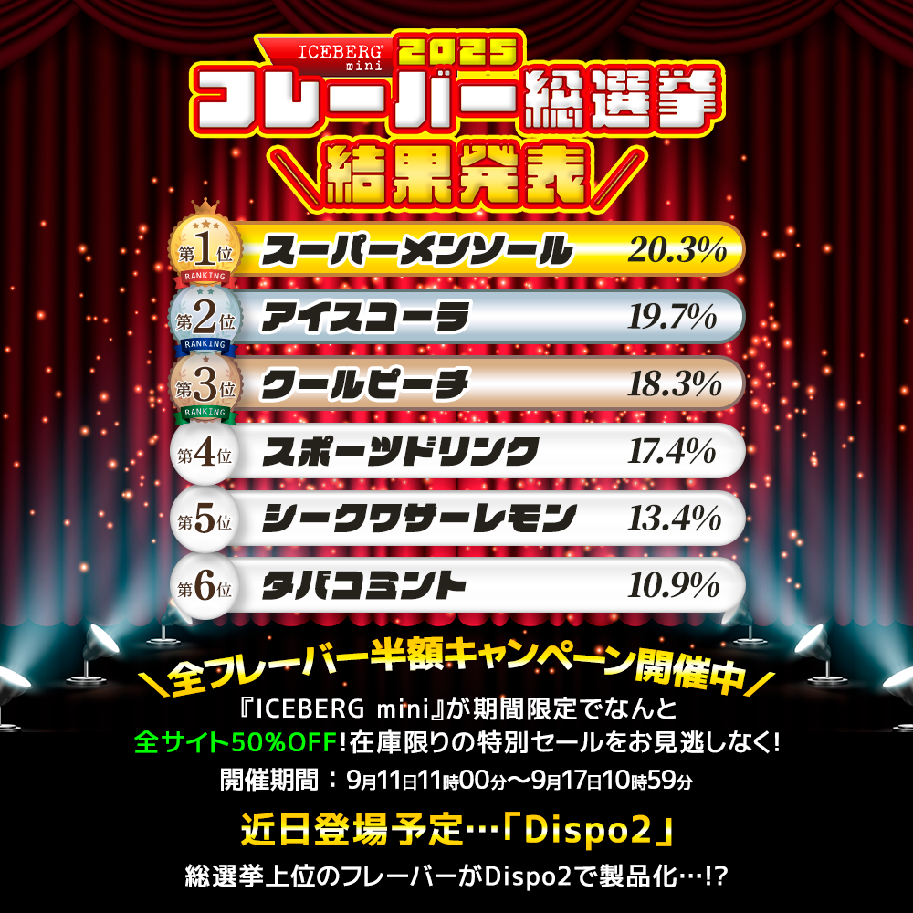 iceberg mini フレーバー総選挙 結果発表 Dispo2 50%OFF 半額
